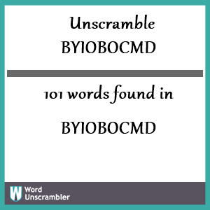 101 words unscrambled from byiobocmd