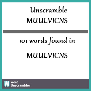 101 words unscrambled from muulvicns