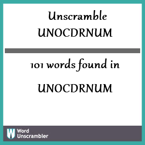 101 words unscrambled from unocdrnum