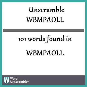 101 words unscrambled from wbmpaoll
