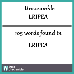 105 words unscrambled from lripea