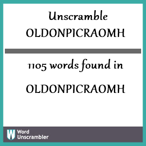 1105 words unscrambled from oldonpicraomh