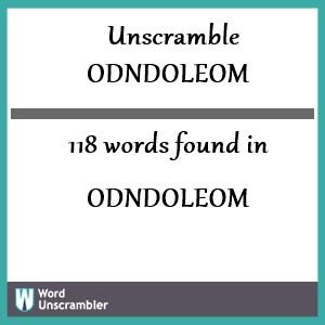 118 words unscrambled from odndoleom
