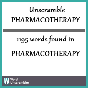 1195 words unscrambled from pharmacotherapy