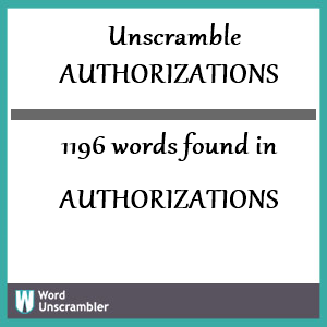 1196 words unscrambled from authorizations