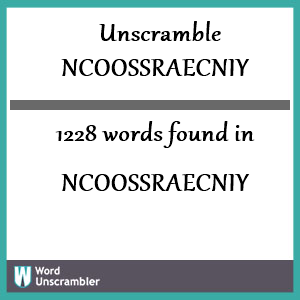 1228 words unscrambled from ncoossraecniy
