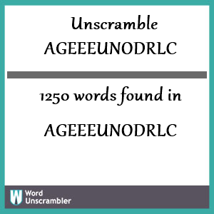 1250 words unscrambled from ageeeunodrlc
