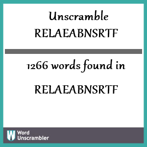 1266 words unscrambled from relaeabnsrtf