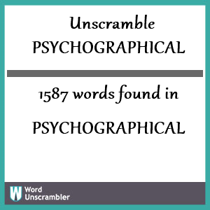 1587 words unscrambled from psychographical