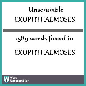 1589 words unscrambled from exophthalmoses
