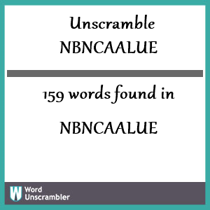 159 words unscrambled from nbncaalue