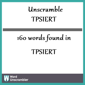 160 words unscrambled from tpsiert