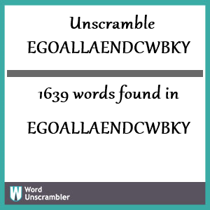 1639 words unscrambled from egoallaendcwbky