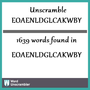 1639 words unscrambled from eoaenldglcakwby