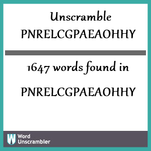 1647 words unscrambled from pnrelcgpaeaohhy