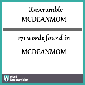 171 words unscrambled from mcdeanmom