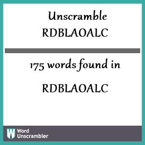 175 words unscrambled from rdblaoalc