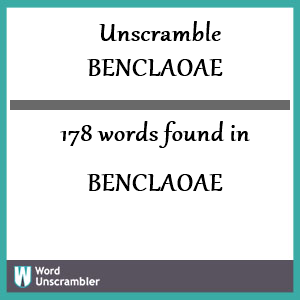 178 words unscrambled from benclaoae