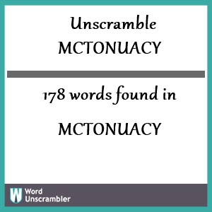 178 words unscrambled from mctonuacy