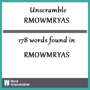 178 words unscrambled from rmowmryas