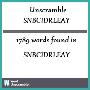1789 words unscrambled from snbcidrleay