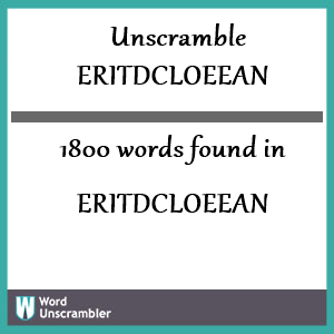 1800 words unscrambled from eritdcloeean
