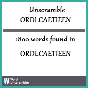 1800 words unscrambled from ordlcaetieen