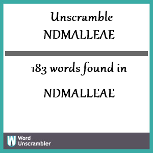 183 words unscrambled from ndmalleae