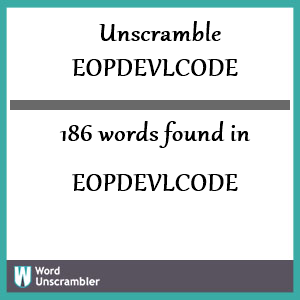 186 words unscrambled from eopdevlcode