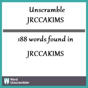 188 words unscrambled from jrccakims