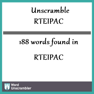 188 words unscrambled from rteipac