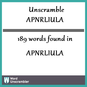 189 words unscrambled from apnrliula
