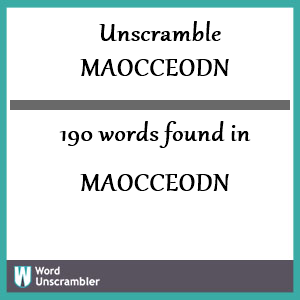190 words unscrambled from maocceodn
