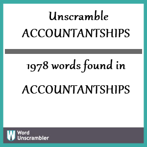 1978 words unscrambled from accountantships