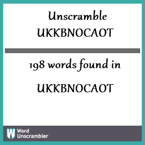 198 words unscrambled from ukkbnocaot