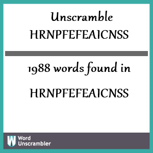 1988 words unscrambled from hrnpfefeaicnss