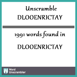 1991 words unscrambled from dlooenrictay