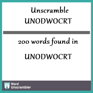 200 words unscrambled from unodwocrt