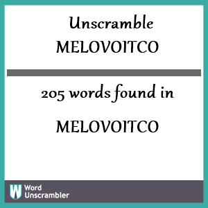 205 words unscrambled from melovoitco
