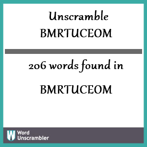 206 words unscrambled from bmrtuceom