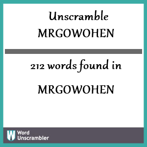 212 words unscrambled from mrgowohen