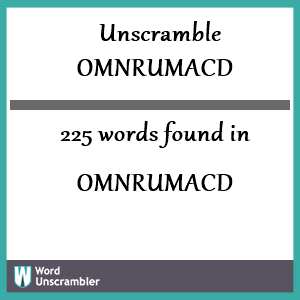 225 words unscrambled from omnrumacd