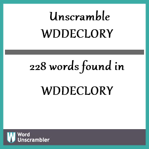 228 words unscrambled from wddeclory