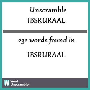 232 words unscrambled from ibsruraal