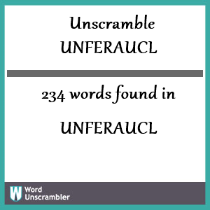 234 words unscrambled from unferaucl