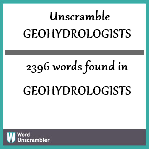 2396 words unscrambled from geohydrologists