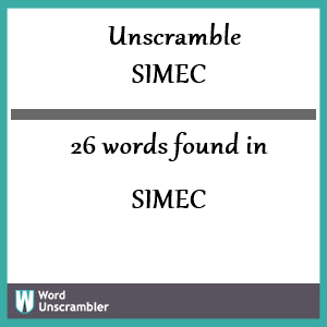 26 words unscrambled from simec