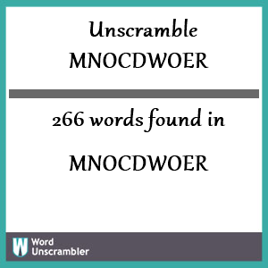 266 words unscrambled from mnocdwoer