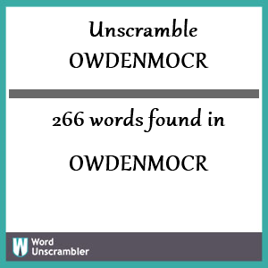 266 words unscrambled from owdenmocr