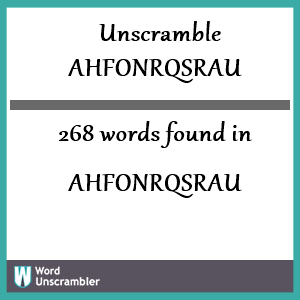 268 words unscrambled from ahfonrqsrau